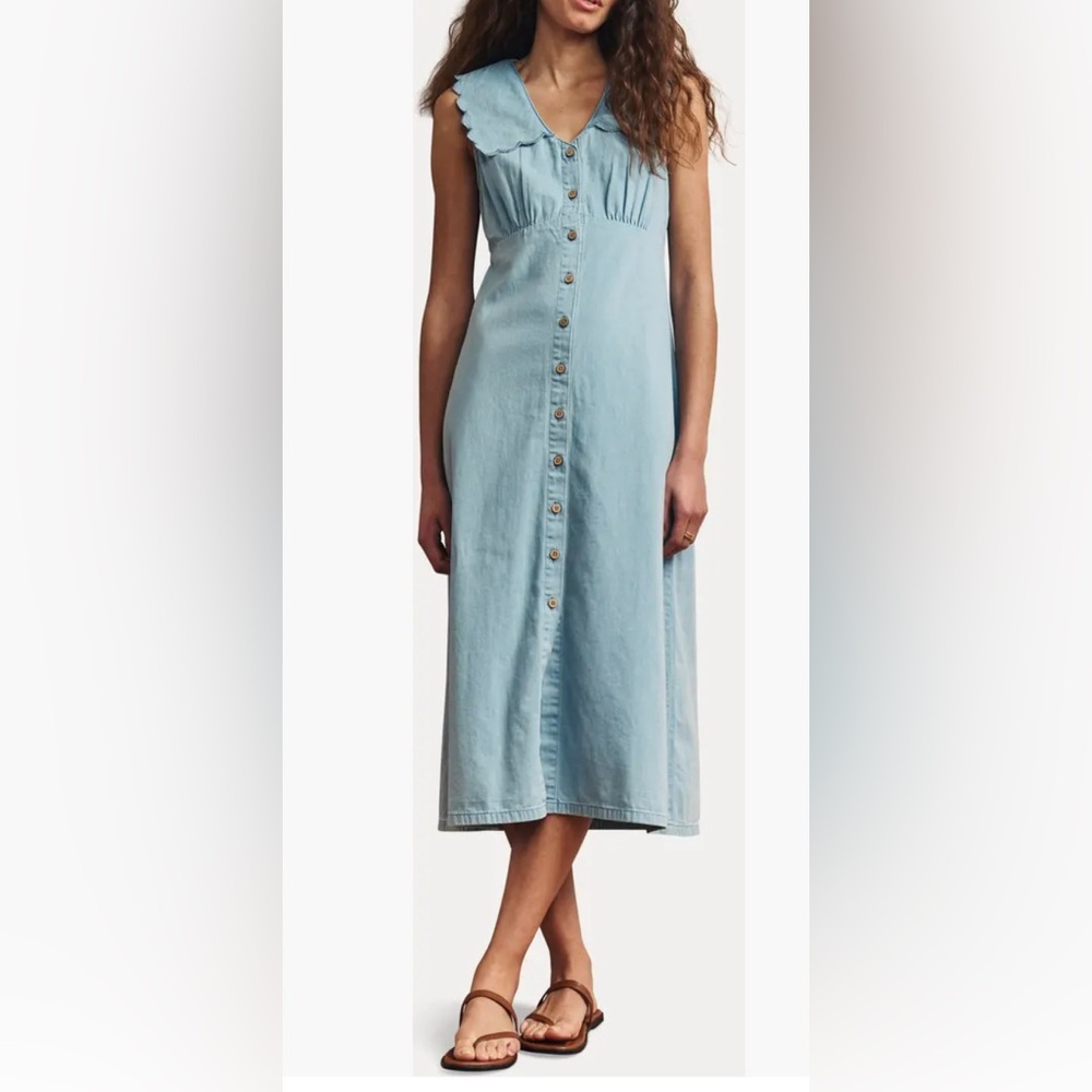 Nordstrom Light Blue Button-Front Midi Dress